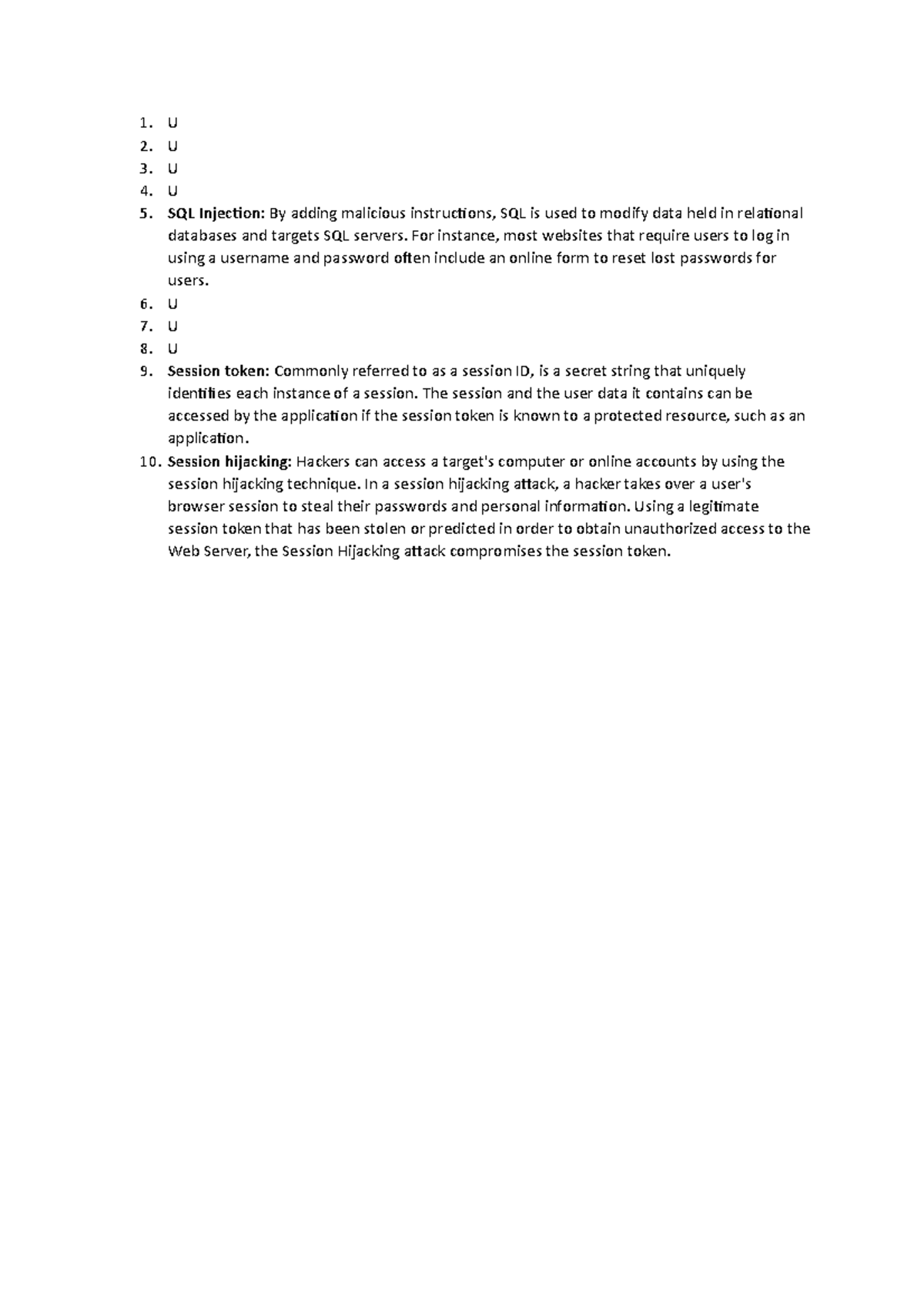 CP2414 Practical 02 - 1. U 2. U 3. U 4. U SQL Injection: By adding ...