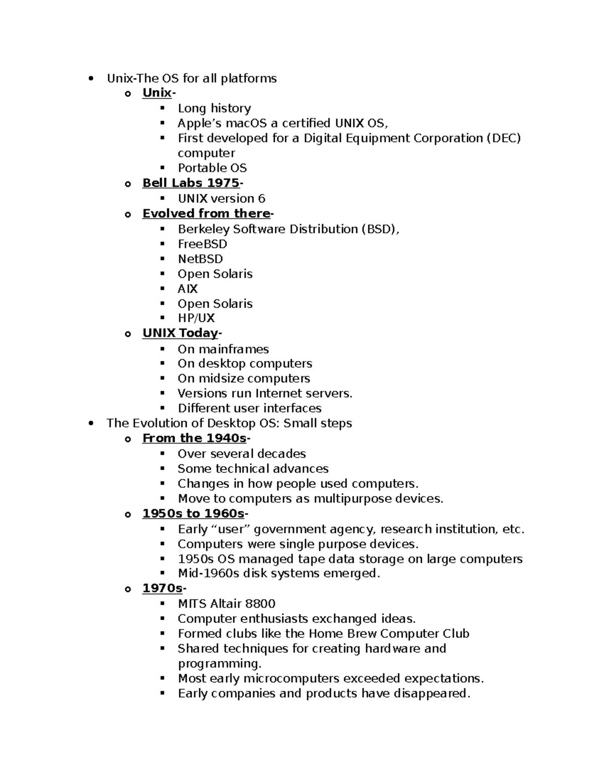 LO 1 - Online Stamper, R - Unix-The OS for all platforms o Unix- Long ...