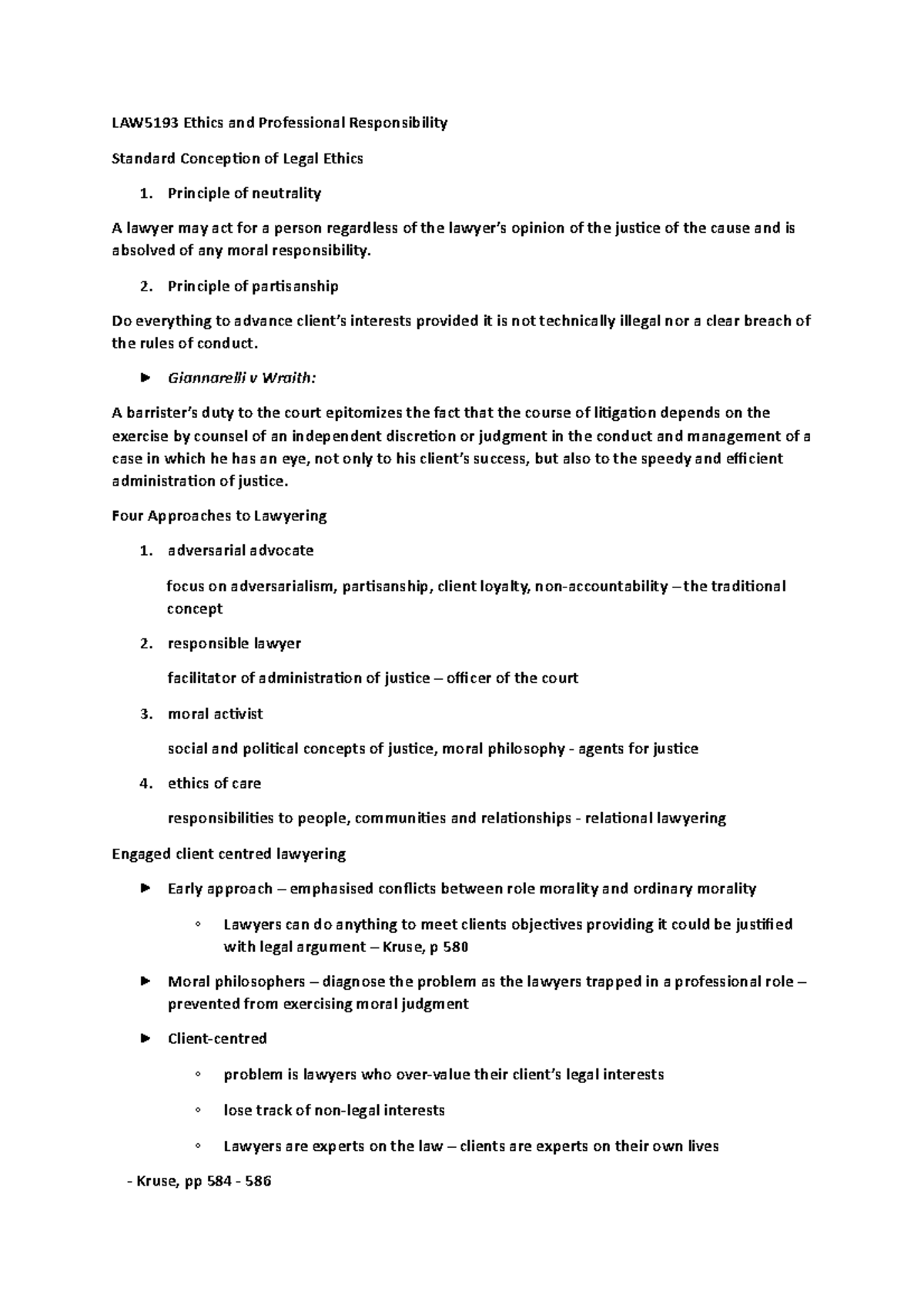 Ethic EXAM Notes - LAW5193 Ethics and Professional Responsibility ...