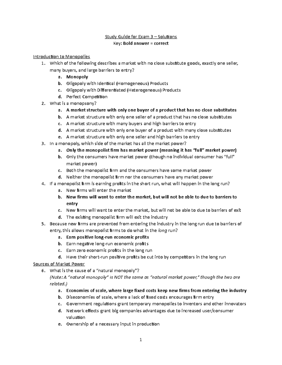 Study Note Guide for Exam 3 - Solutions - Study Guide for Exam 3 ...