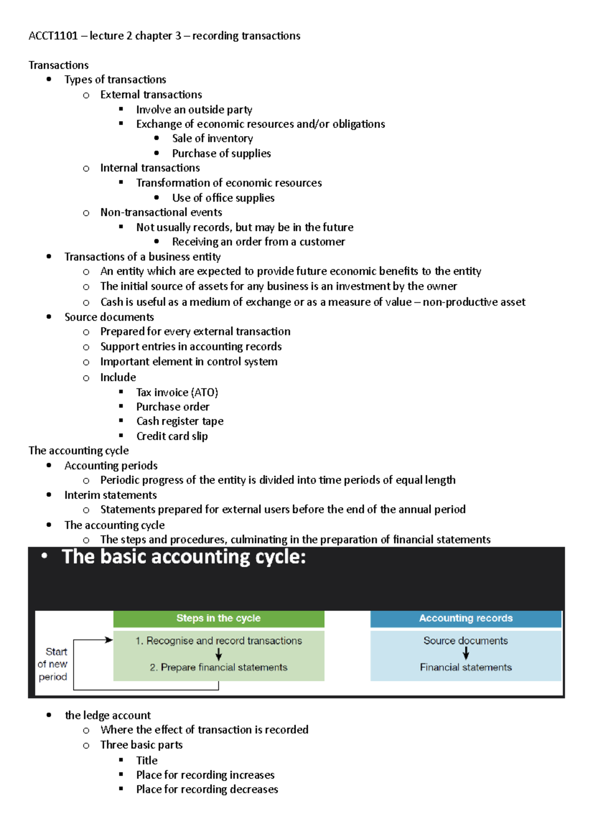 ACCT1101 Lecture 2 - ACCT1101 – Lecture 2 Chapter 3 – Recording ...