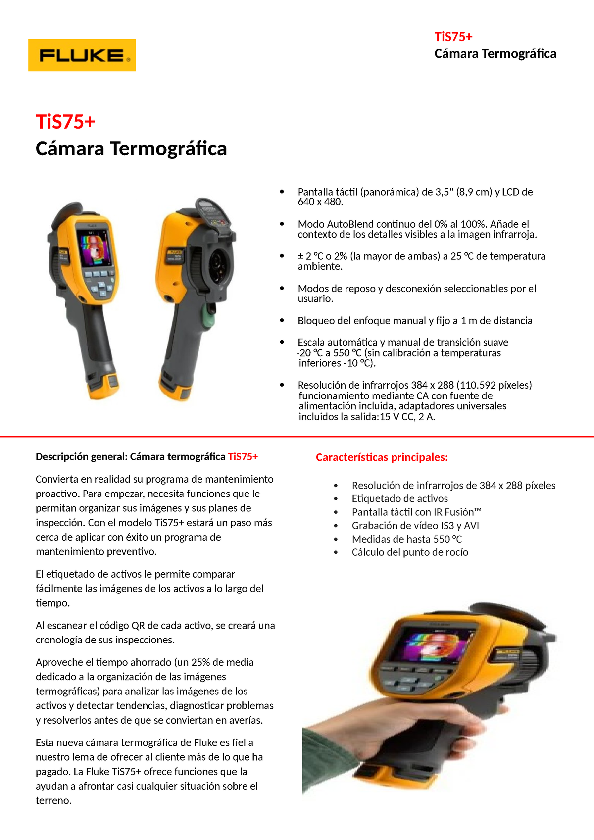 Cámara termográfica con enfoque manual