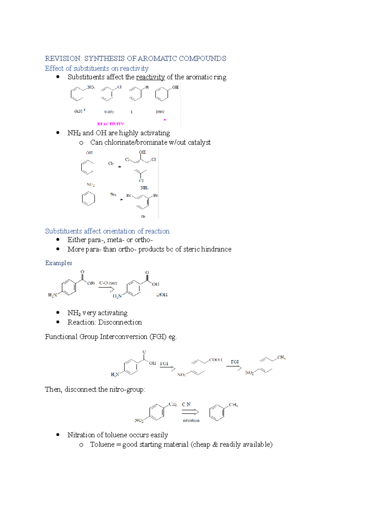 1. Aromatic Synthesis - Revision - REVISION: SYNTHESIS OF AROMATIC ...