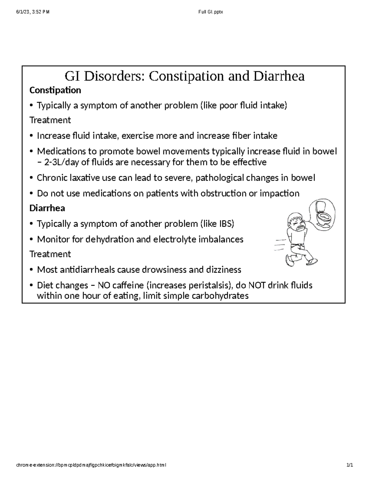 Constipation vs diarrhea - 6/1/23, 3:52 PM Full GI - Studocu