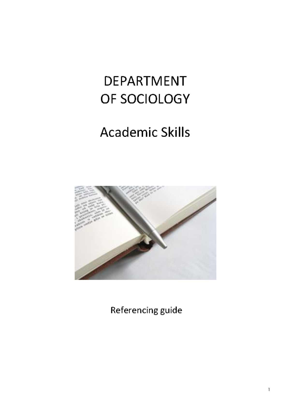 Referencing Guidelines Department Of Sociology Academic Skills