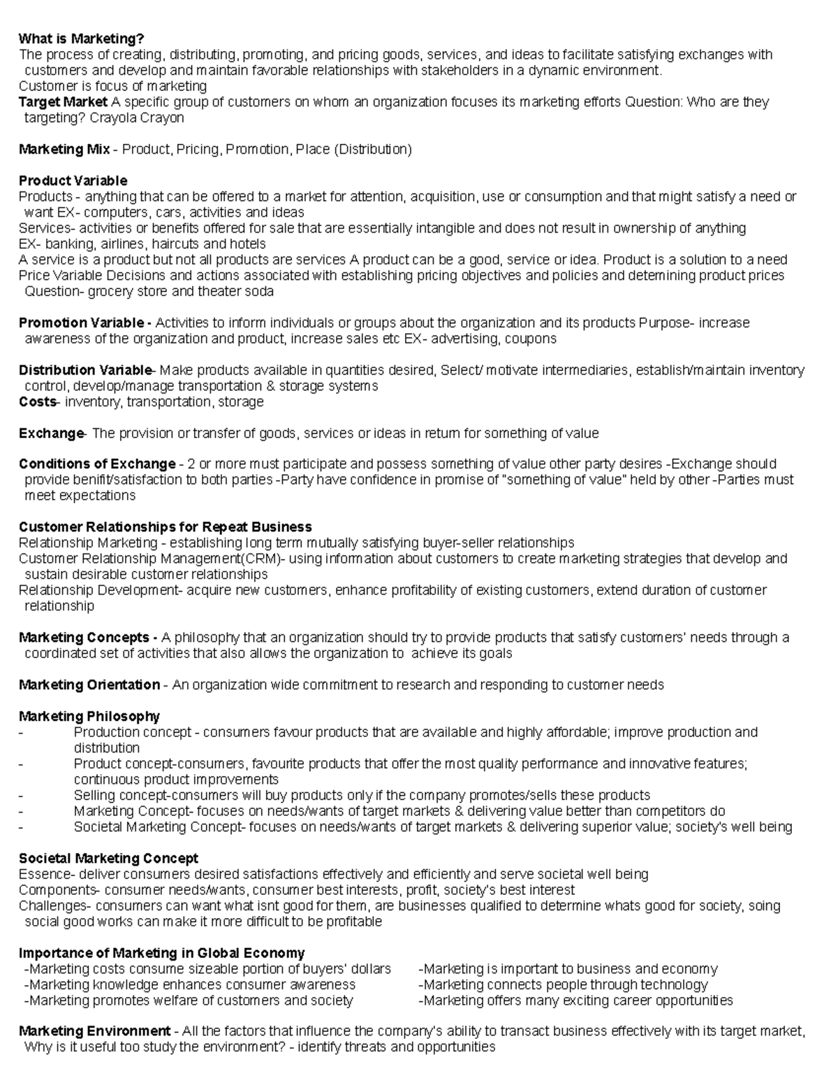 MKT Midterm Sheet-3 - Summary Marketing Principles and Practices - What ...