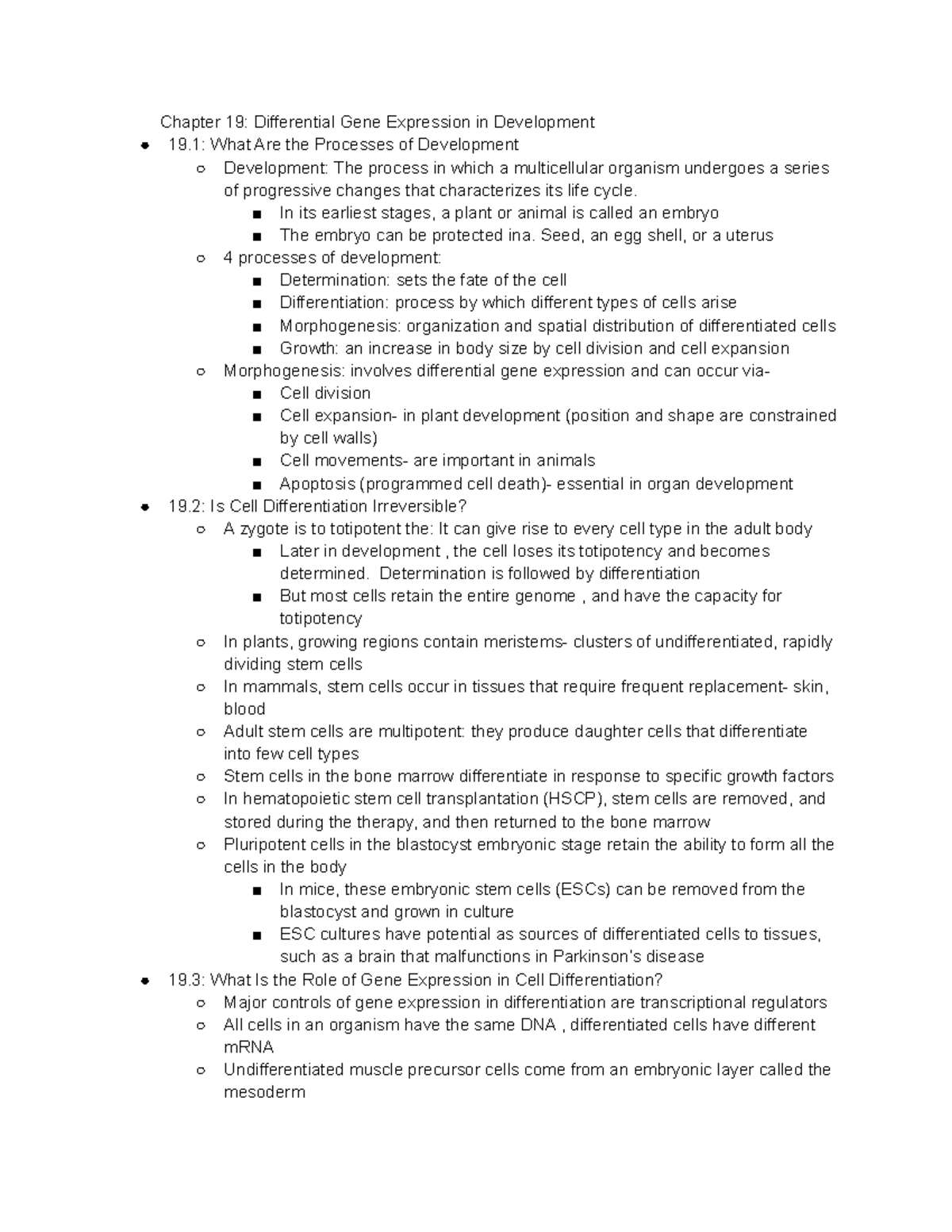 Lecture 8 - Chapter 19: Differential Gene Expression in Development ...