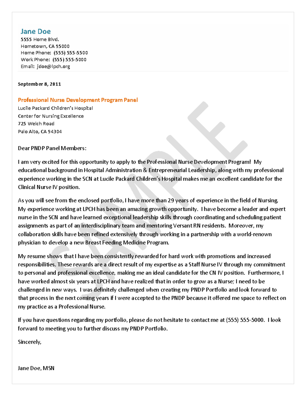 Letter of Intent Sample - Jane Doe 5555 Home Blvd. Hometown, CA 95000 ...