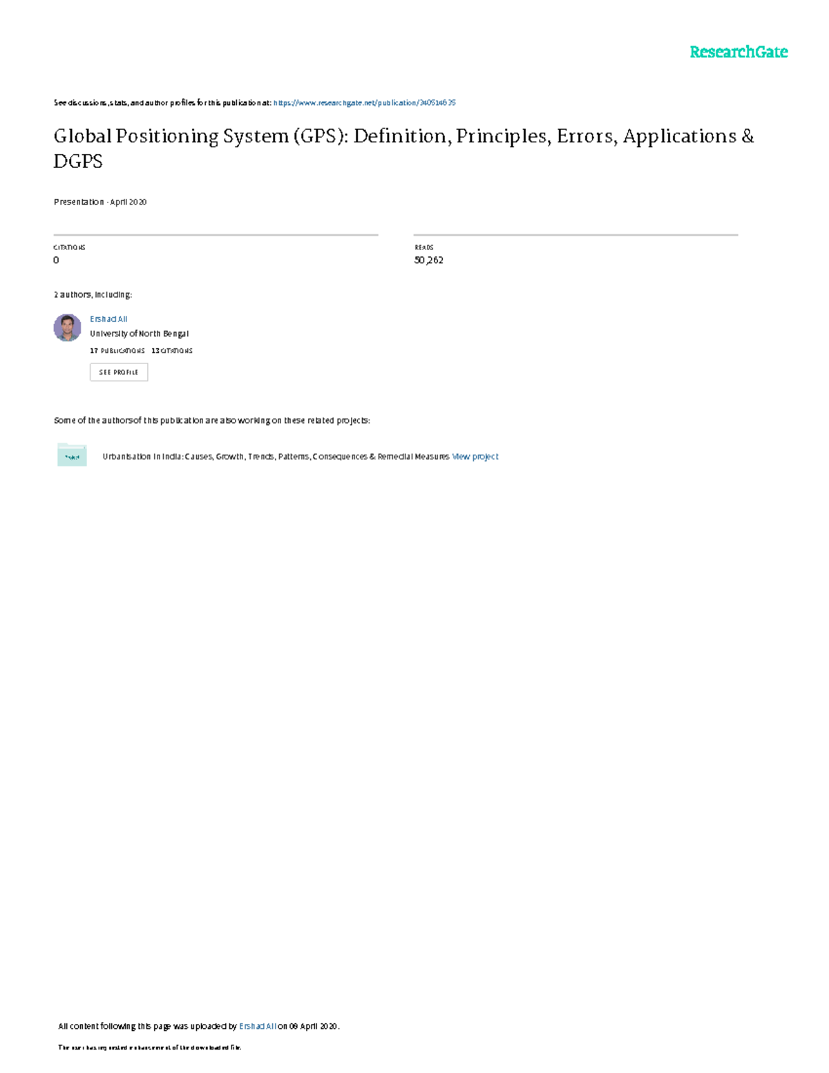Global Positioning System GPSDefinition Principles Errors Applications