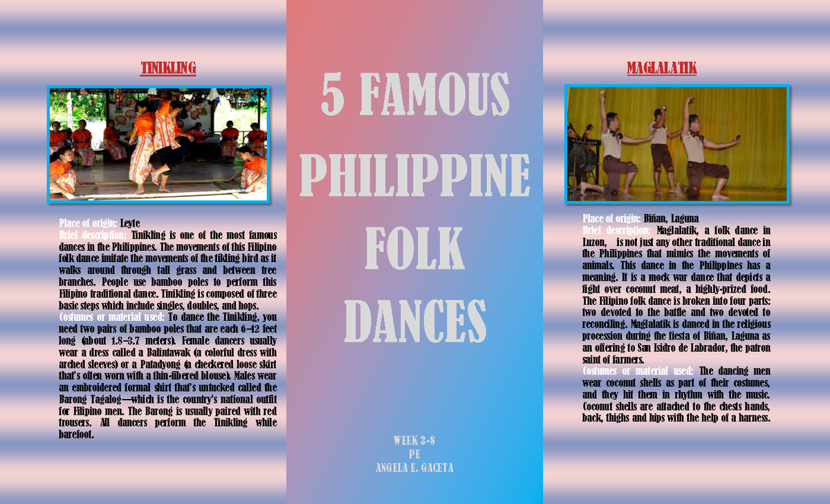 Folkdance- Brochure - 5 FAMOUS PHILIPPINE FOLK DANCES WEEK 3- PE ANGELA ...