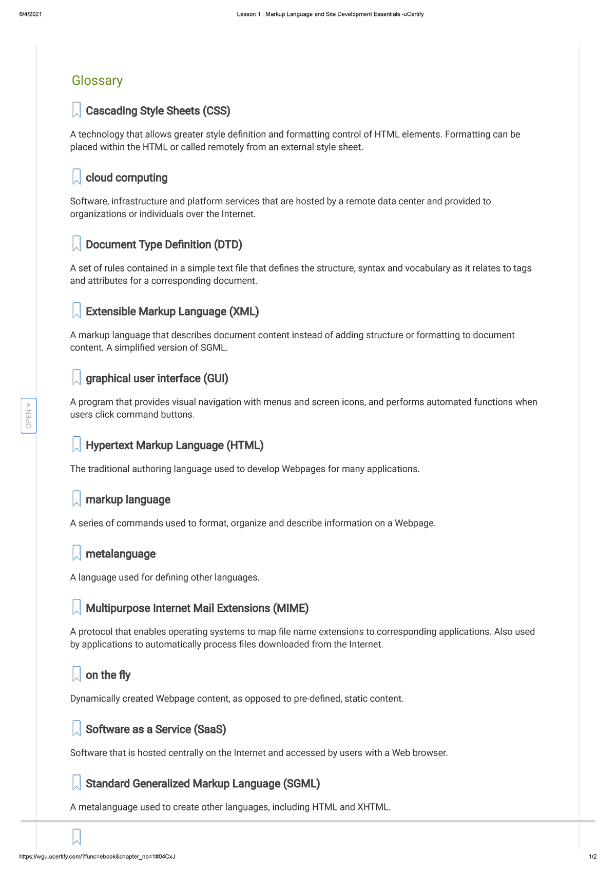 Lesson 1 Markup Language and Site Development Essentials -u Certify - 6 ...