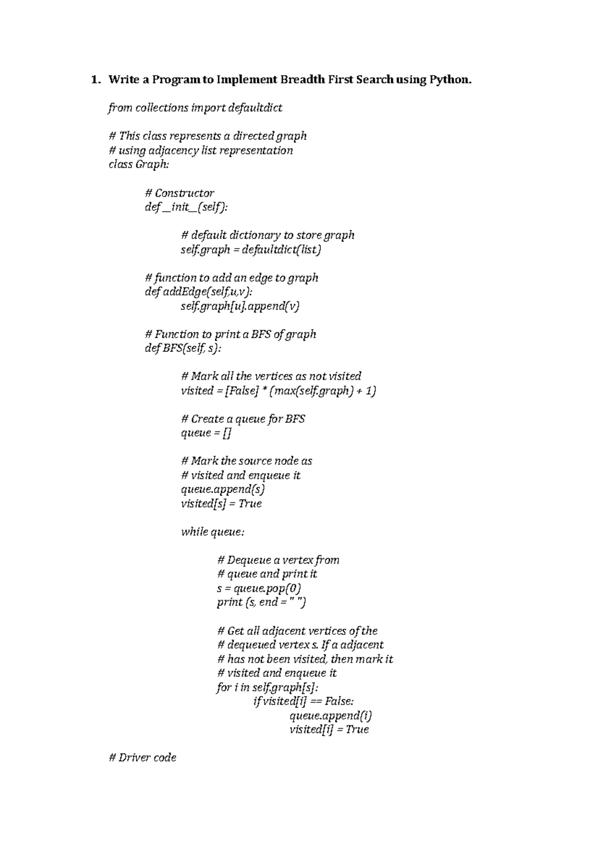 AI Lab File - yuuiii - Write a Program to Implement Breadth First ...