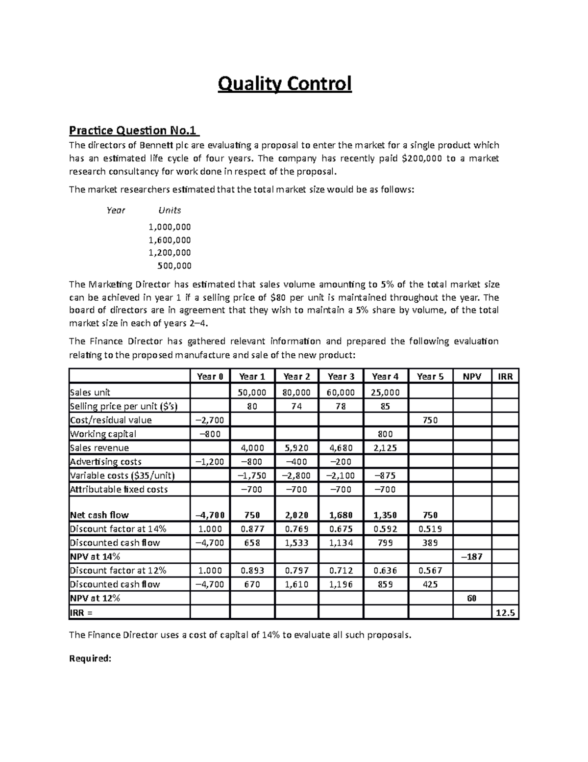 Practice Questions - Quality Management - Quality Control Practice ...
