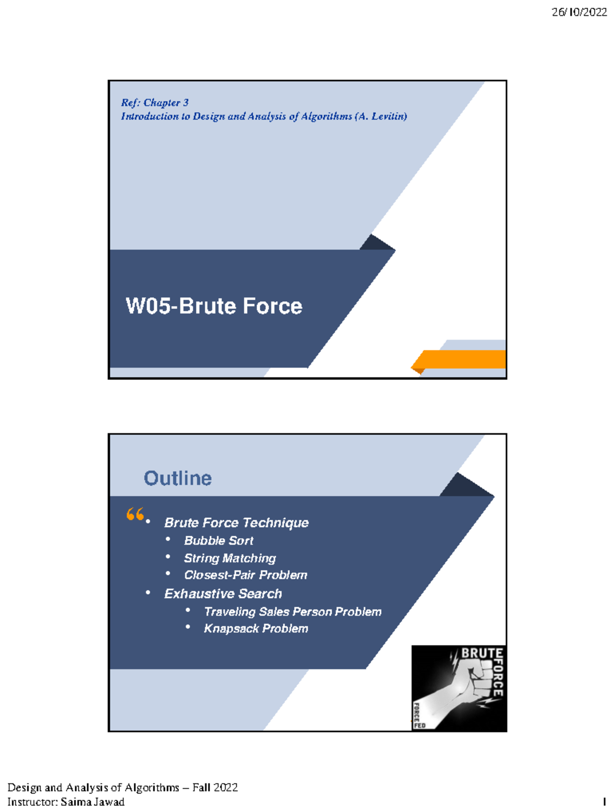 W05 Brute Force Lecture 9 26102022 022039 pm - Design and Analysis of ...