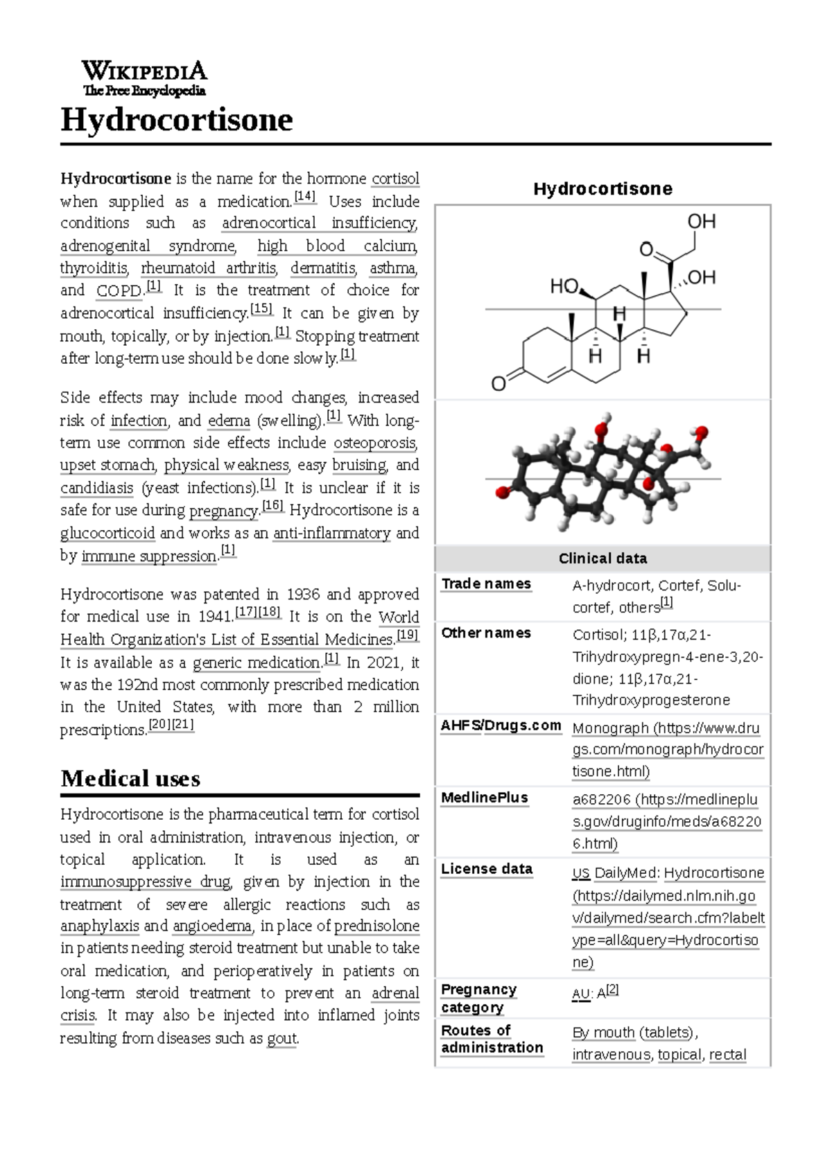 Hydrocortisone - Assignment for Unit 8 - Hydrocortisone Clinical data ...