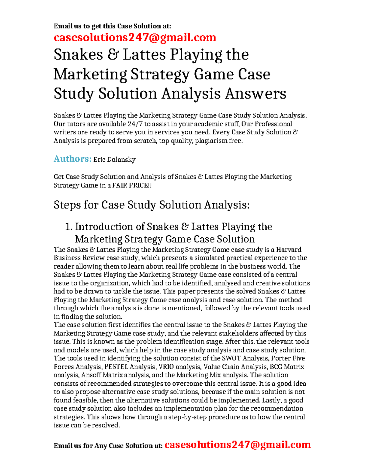 Case Solution Snakes & Lattes Playing the Marketing Strategy Game ...