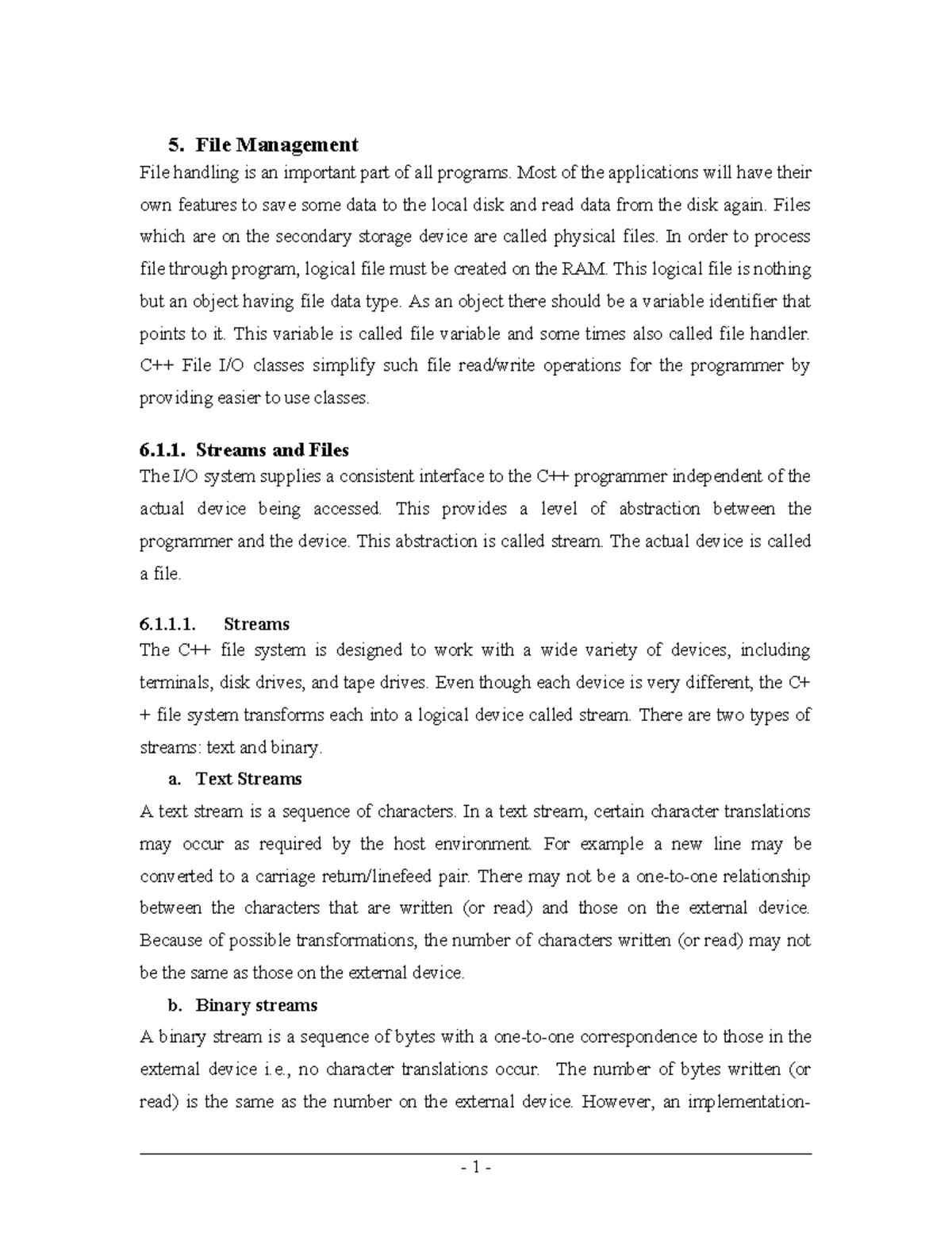 Chapter 4 - File Management - 5. File Management File handling is an ...