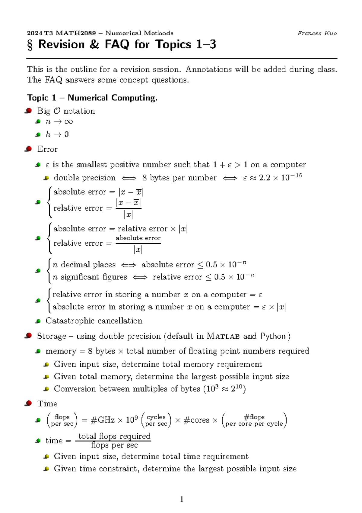 MATH2089 NM Revision Test1 - 2024 T3 MATH2089 – Numerical Methods ...