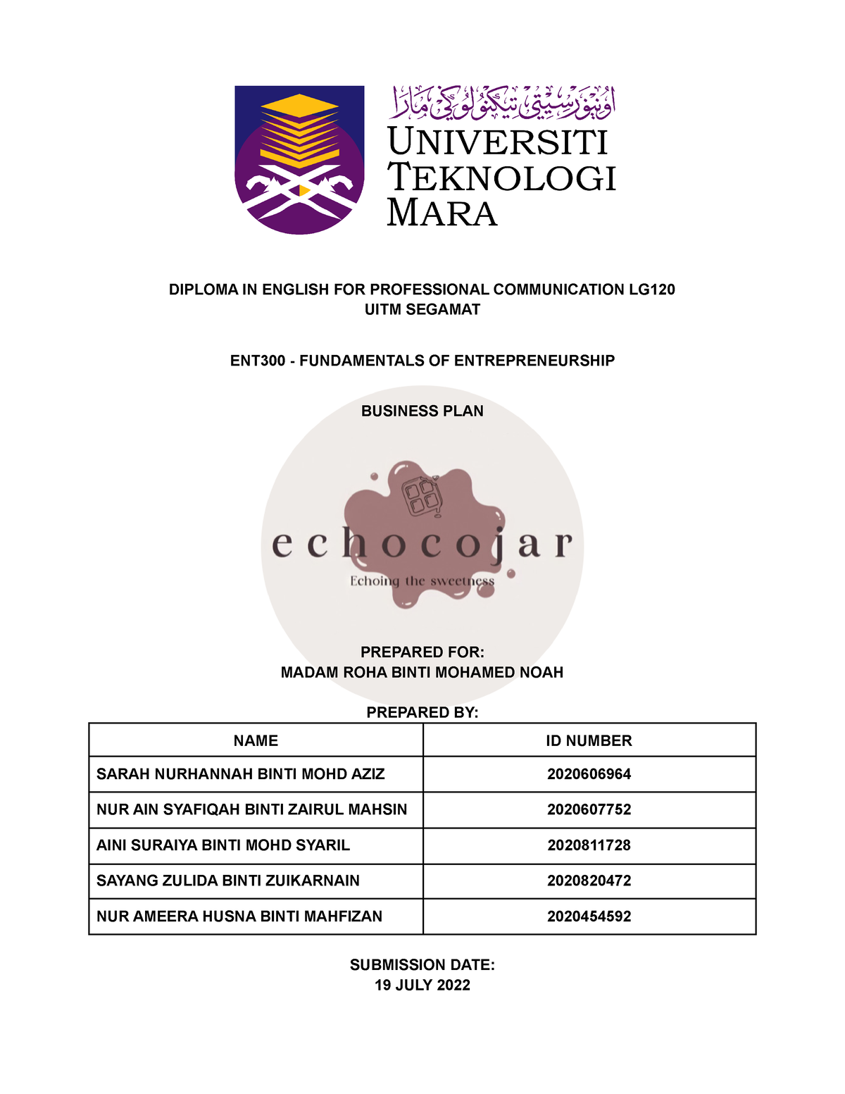 business plan ent300 uitm