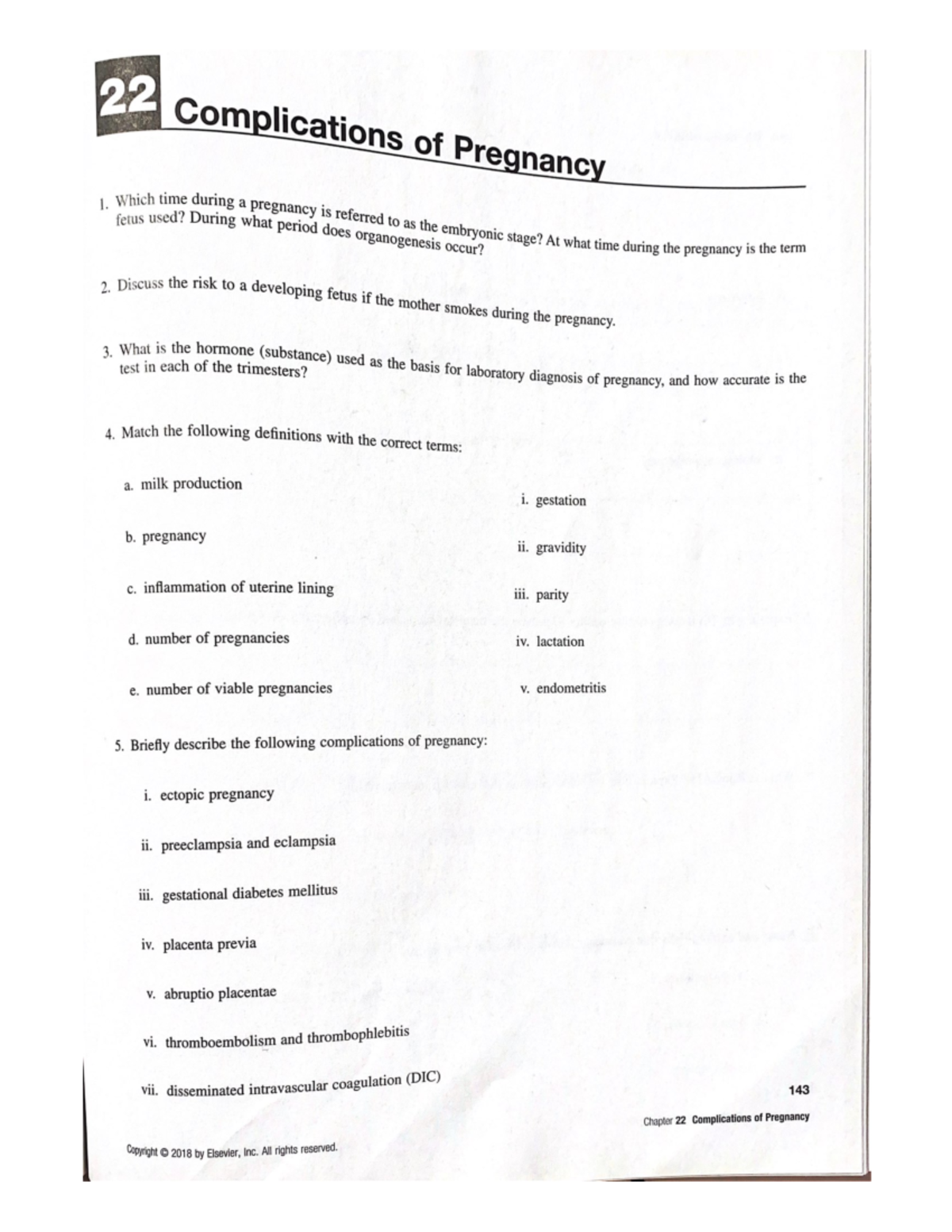 22 Complications of Pregnancy questions - NURS1420P - Studocu