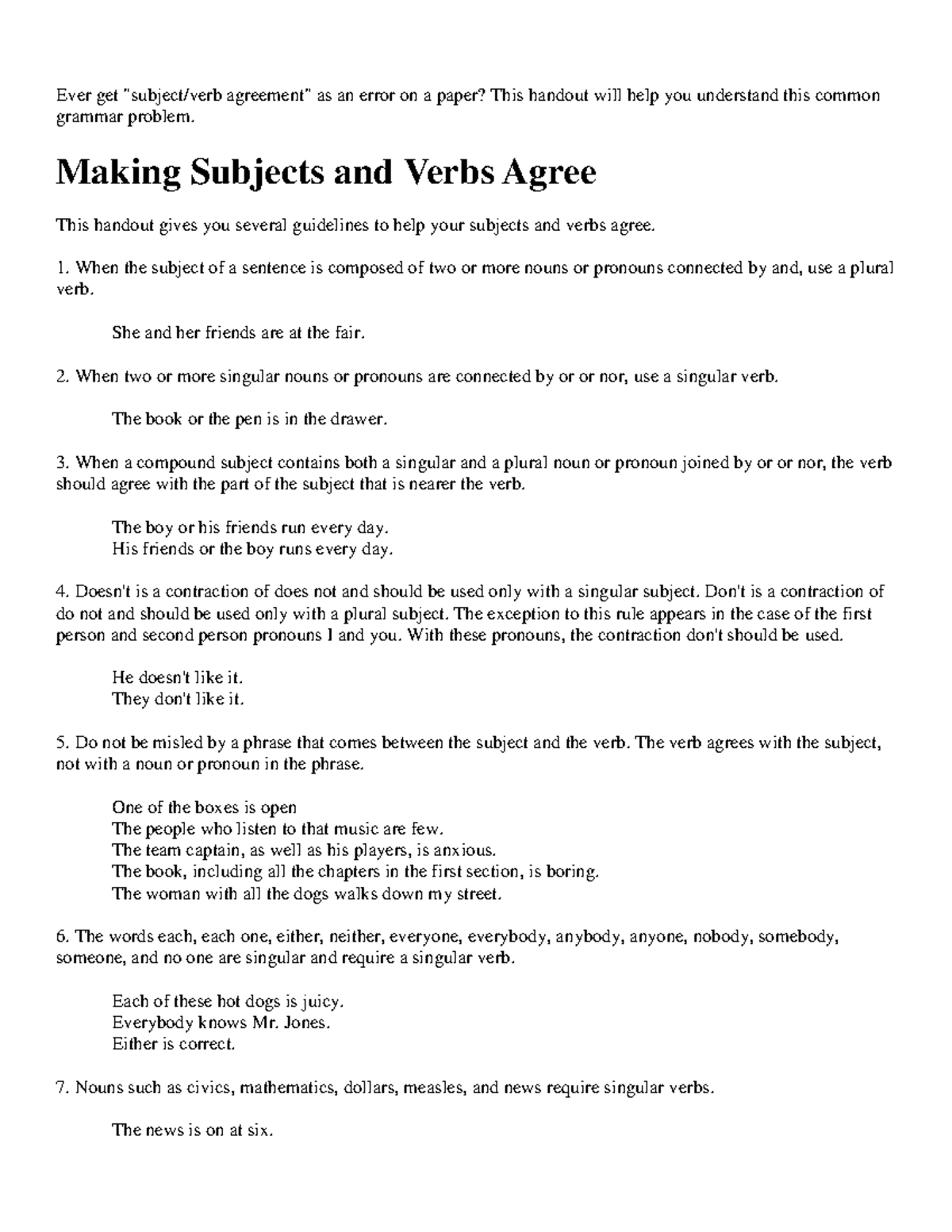 Subject verb Agreement Ever Get subject verb Agreement As An Error 