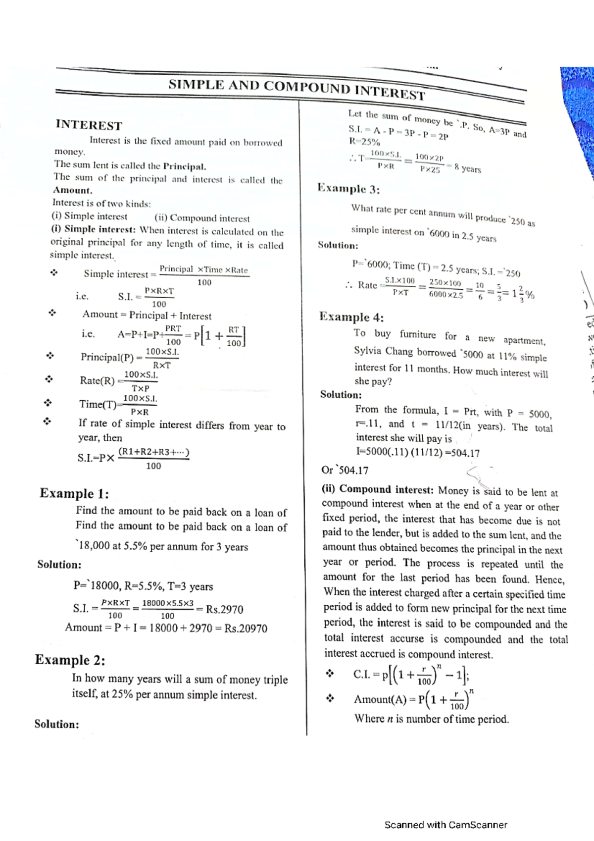 Upload - Practice material for simple and compund interest. Formulas ...