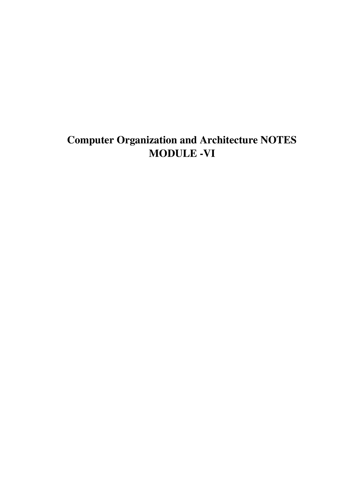 Computer Organization And Architecture Module VI - Computer ...