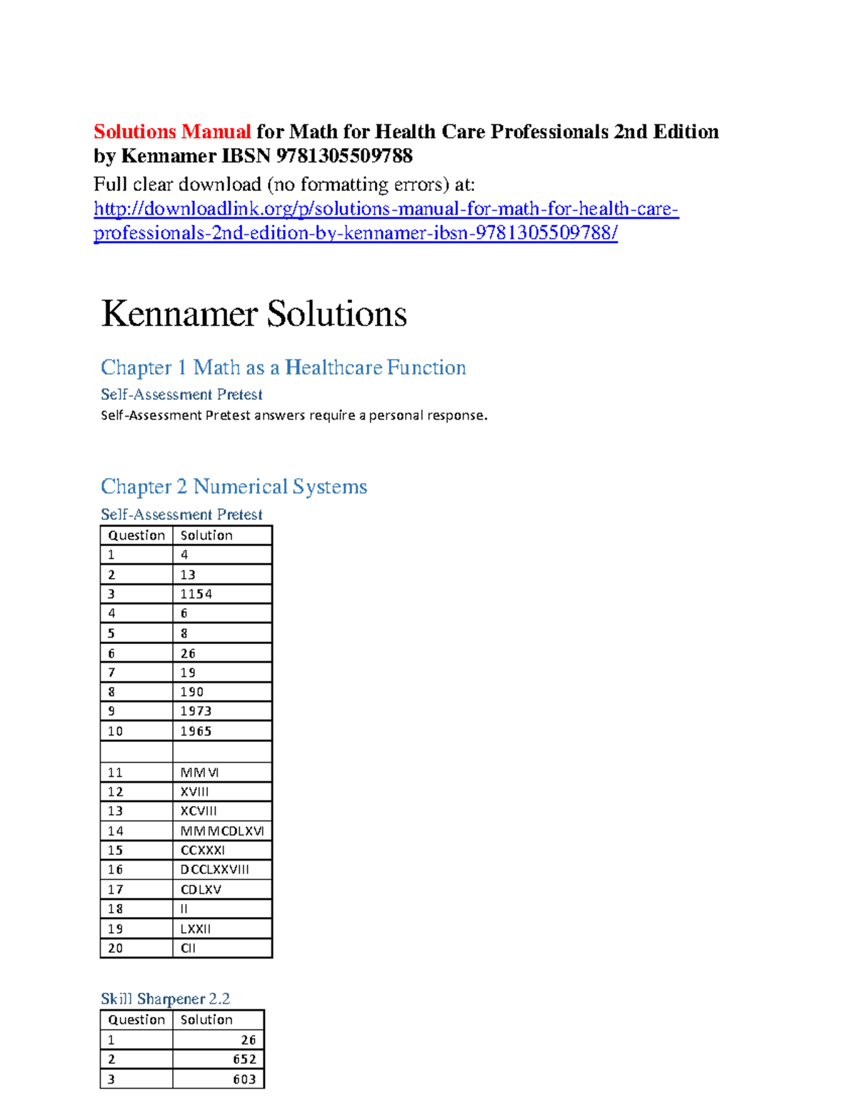 Solutionsmanualformathforhealthcareprofessionals ...