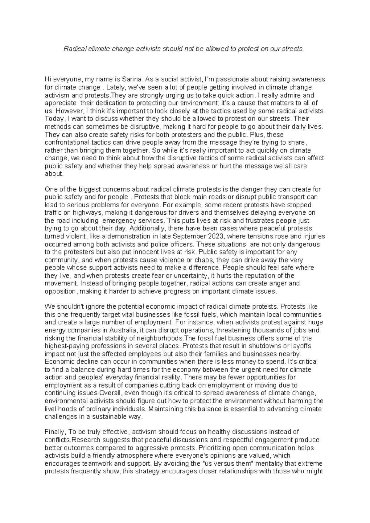 Radical climate change activists should not be allowed to protest on ...