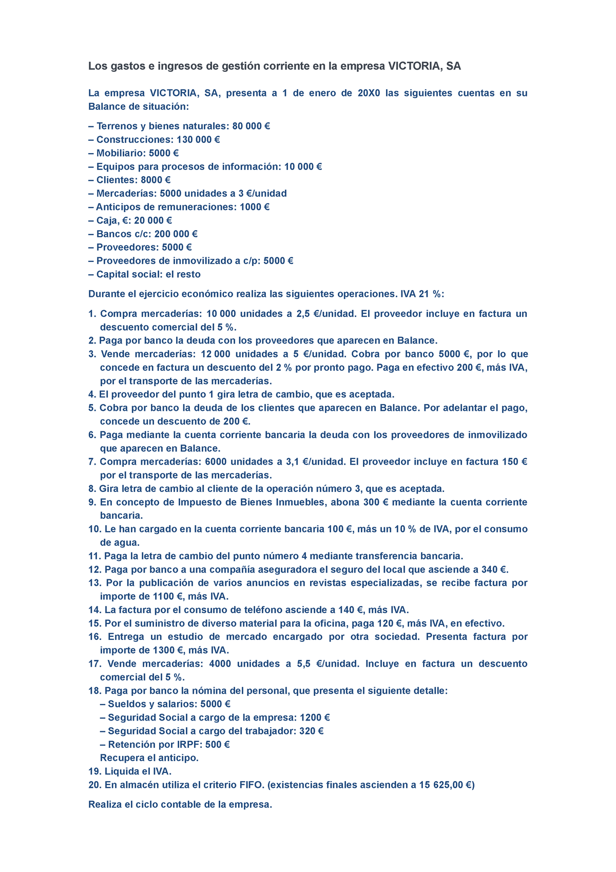 Ejercicio Repaso Temas 1 A 4 Los Gastos E Ingresos De Gestión