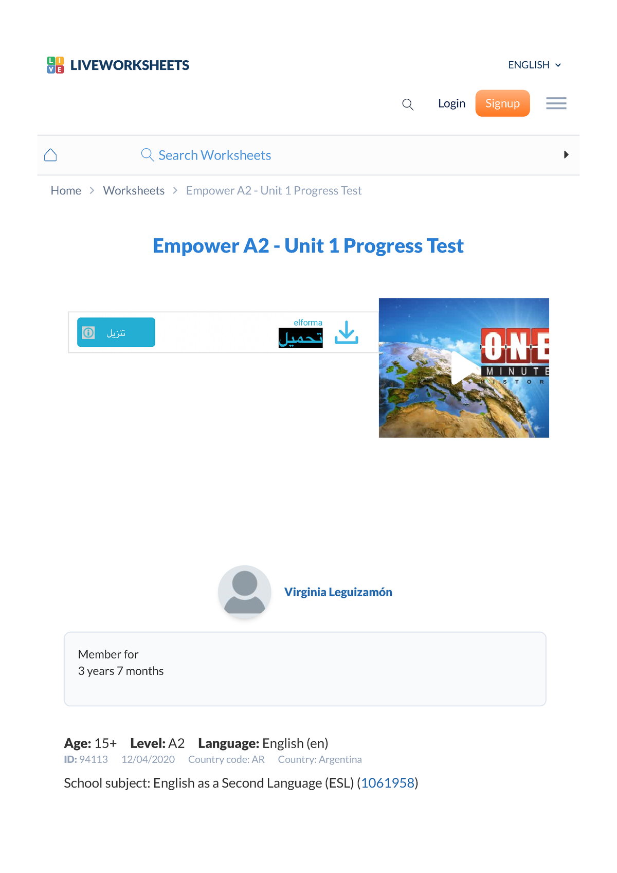 Empower A2 - Unit 1 Progress Test Worksheet Live Worksheets - Home ...