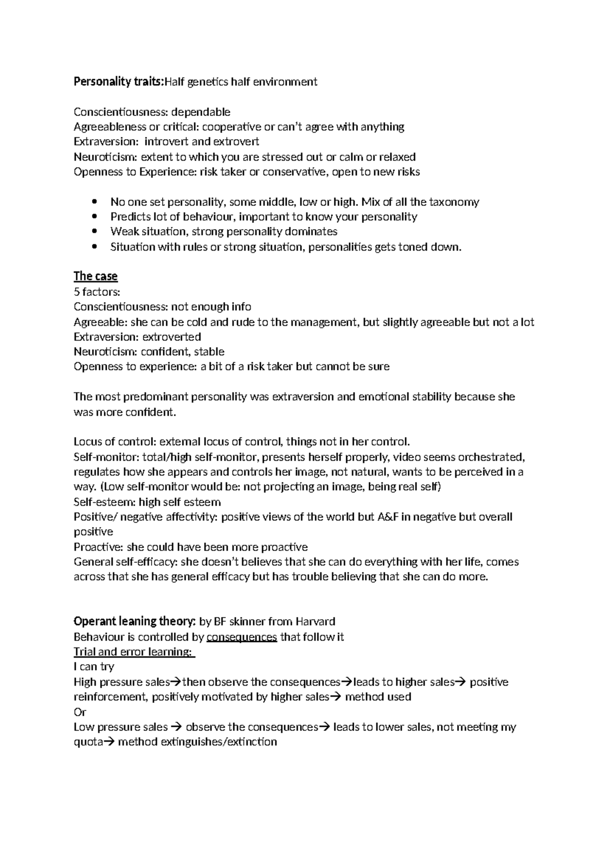 Personality traits notes - Personality traits:Half genetics half ...