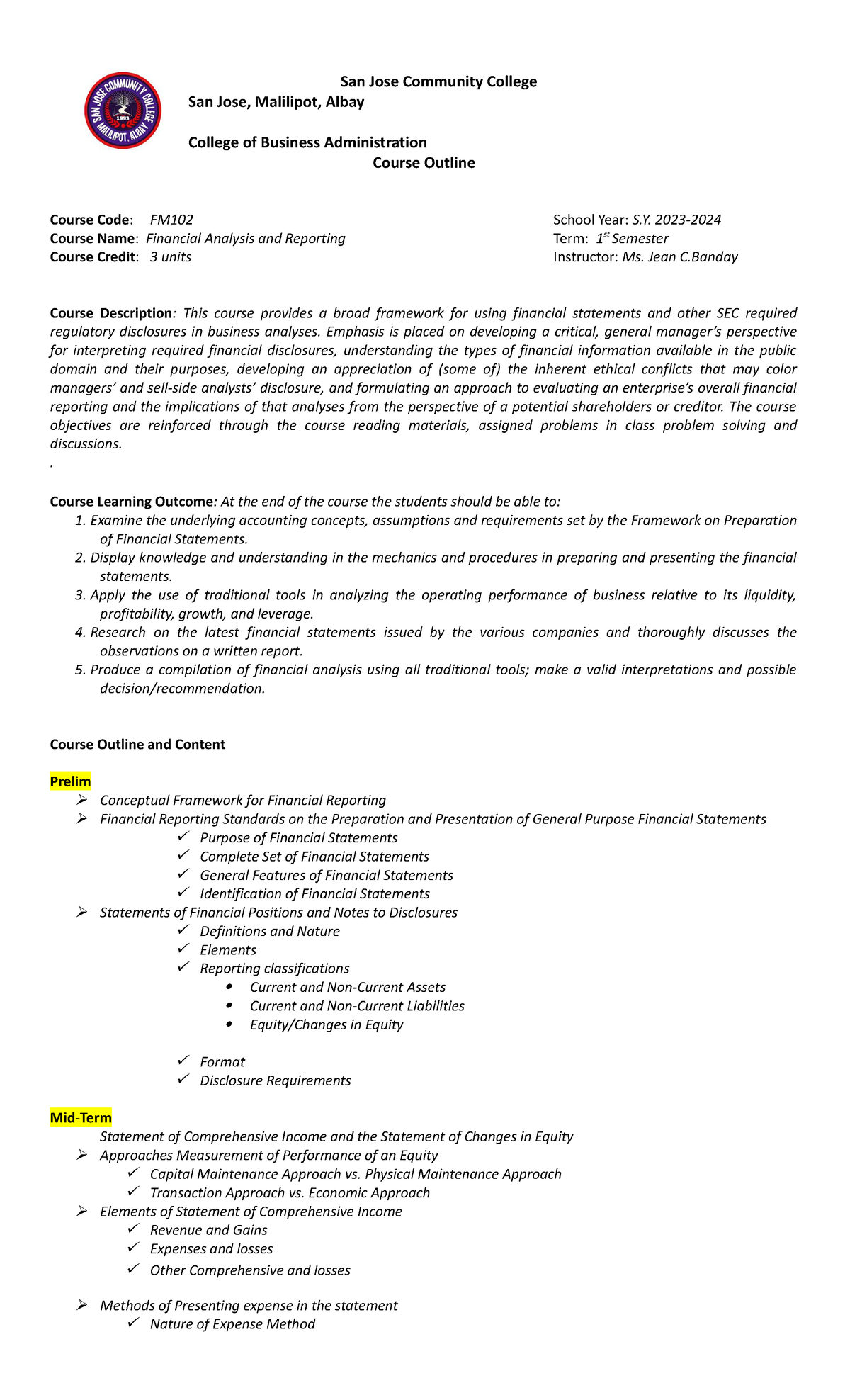 FM102-Prelim-Handouts - San Jose Community College San Jose, Malilipot ...