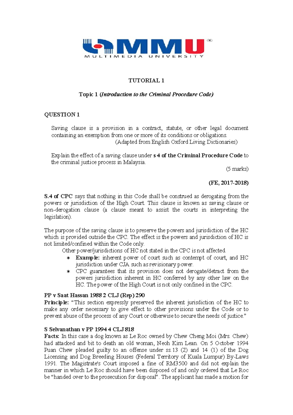 Tutorial 1 Criminal Tutorial 1 Topic 1 Introduction To The Criminal