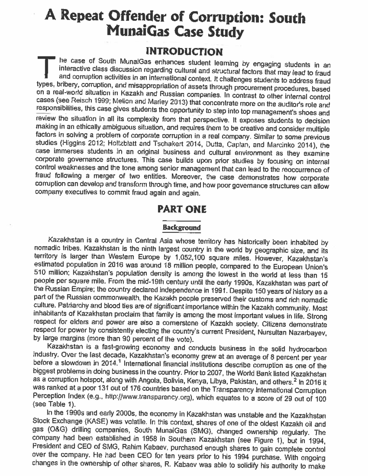 Sample case assignment - A Repeat Offender of Corruption: South ...