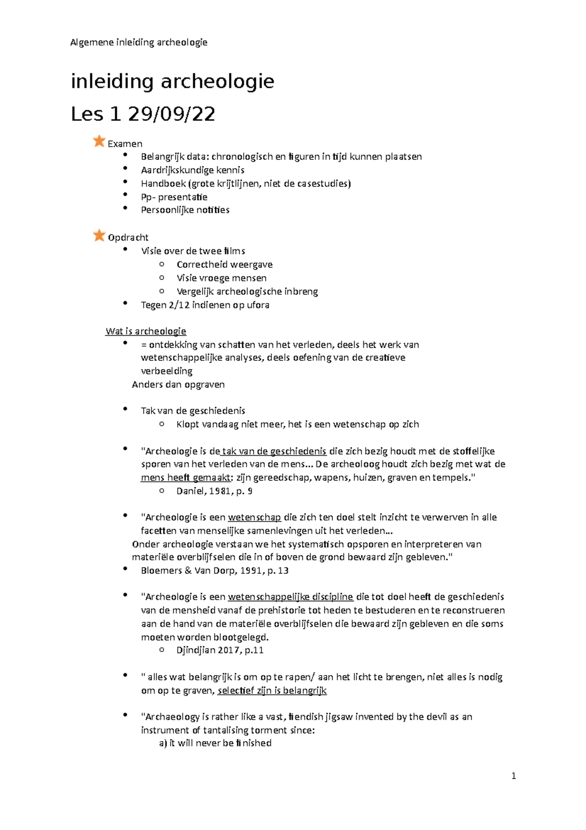 inleiding-archeologie-samenvatting-inleiding-archeologie-les-1-29-09