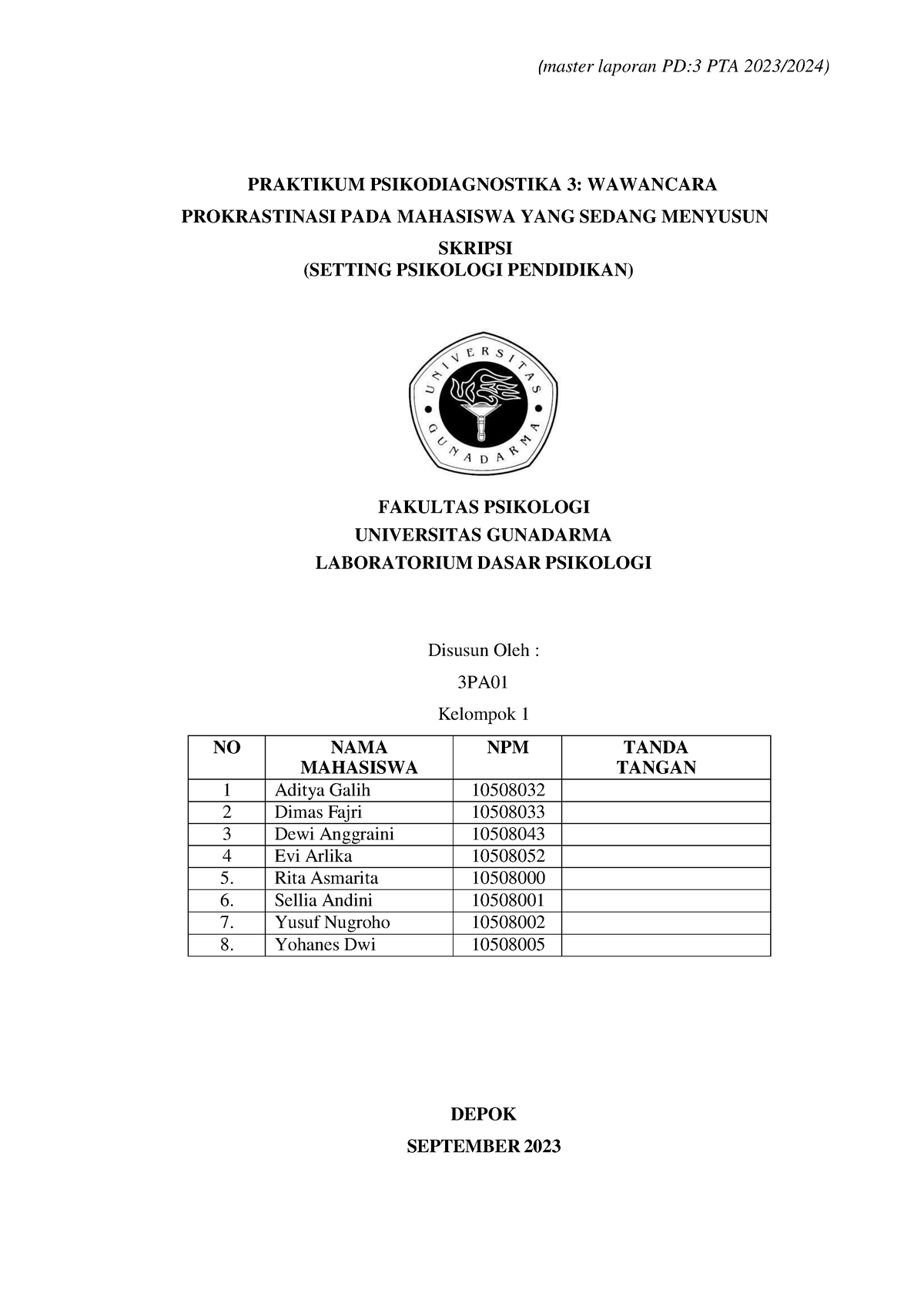 4. Format Laporan Field Setting Psikodiagnostika 3 Wawancara ...