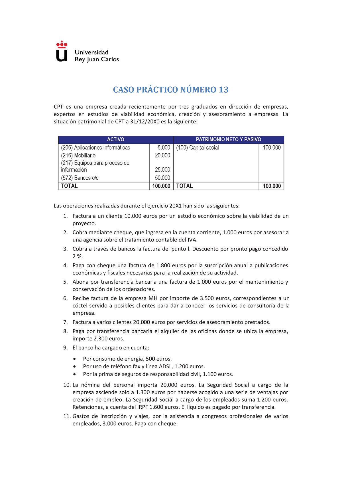 Caso Practico 13 Con Solucion Caso Pr¡ctico N⁄mero 1 3 Cpt Es Una Empresa Creada 7431