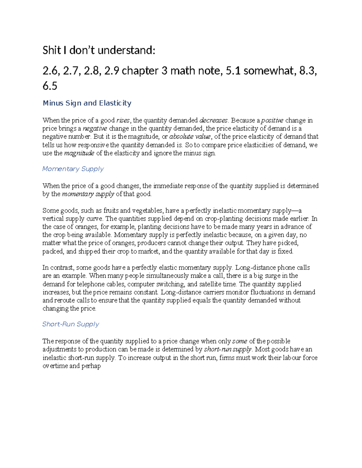 Econ mid term notes - Shit I don’t understand: 2, 2, 2, 2 chapter 3 ...