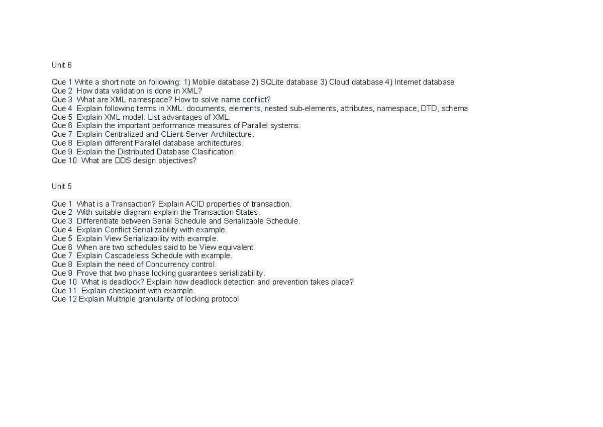 All 6 assignments - Unit 6 Que 1 Write a short note on following: 1 ...