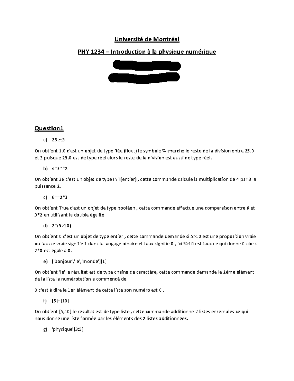 Corrigé Du Lab1 De L'introduction à La Physique Numérique PHY1234 ...