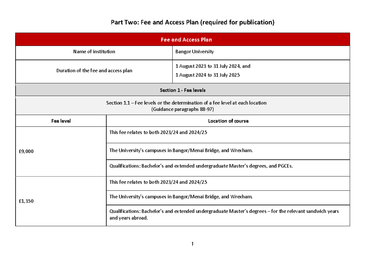 Annex A Part Two - Fee and Access Plan Application Form Published ...
