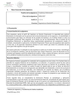 Unidad 1- Estadistica Inferencial- Tecnol ó Gico Nacional De Mé Xico ...