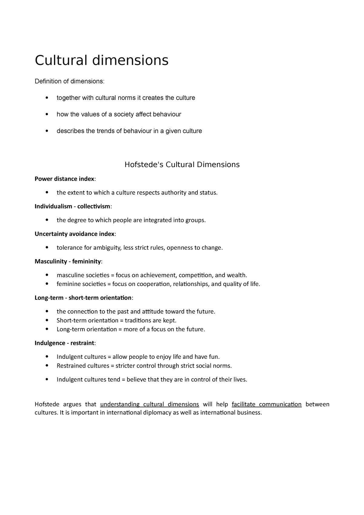 Cultural Dimensions Learning Framework