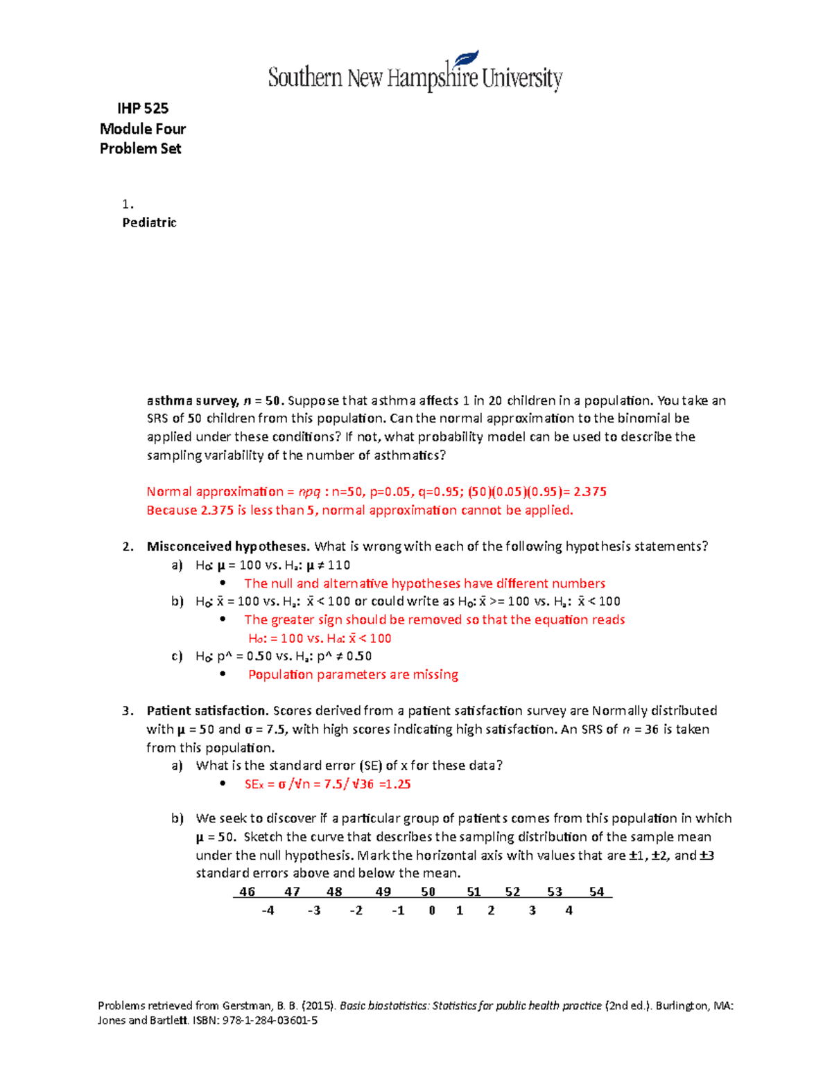 Ihp 525 Module Four Problem Set 1 Week 4 Ihp525 Biostatistics Studocu