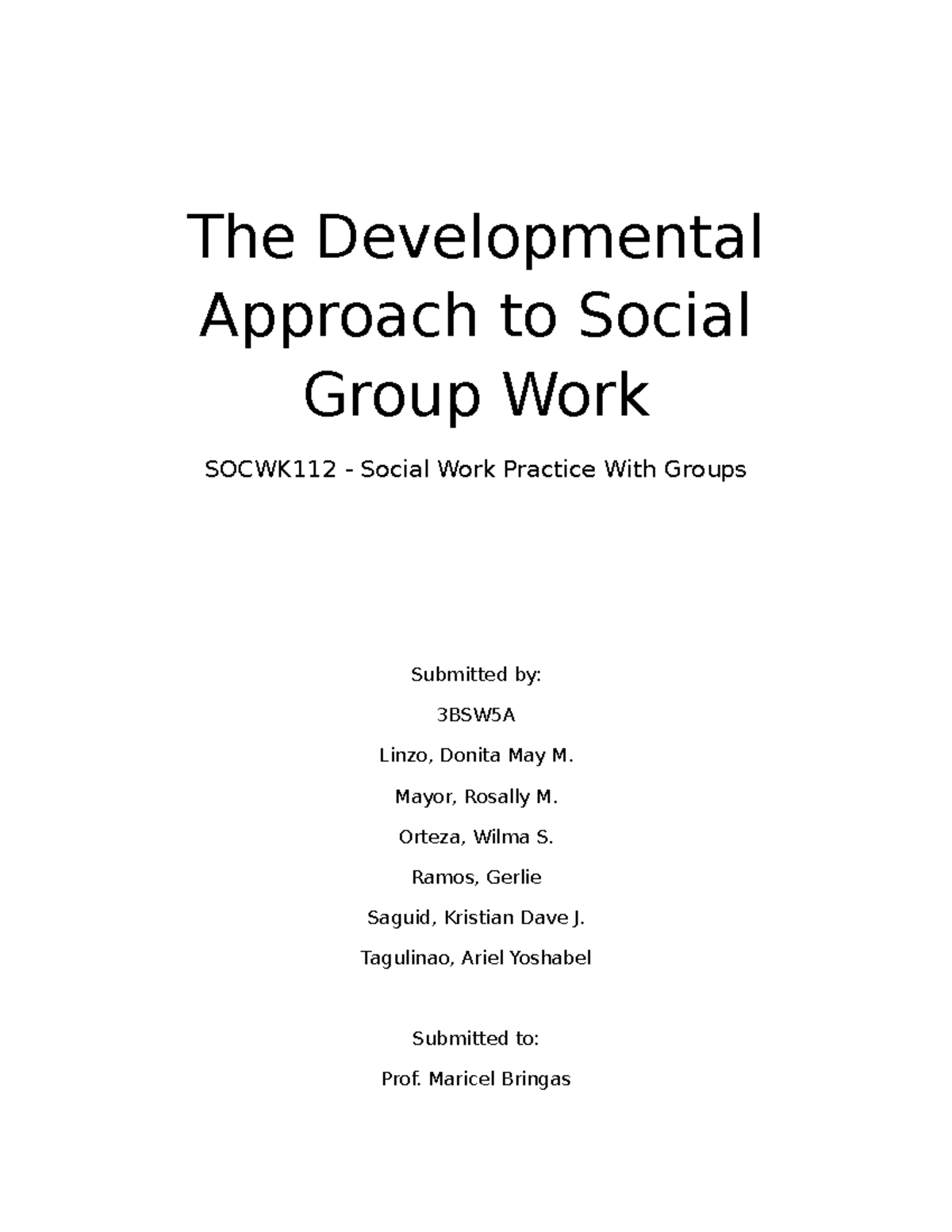 The Developmental Approach To Social Gro - The Developmental Approach ...