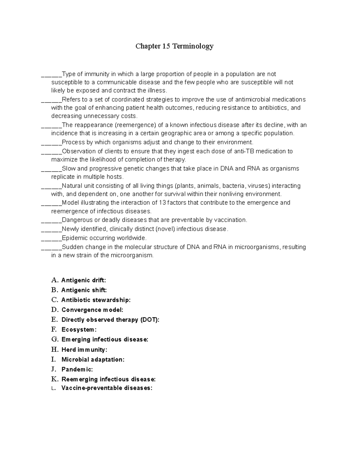 medical terminology chapter 15 assignment