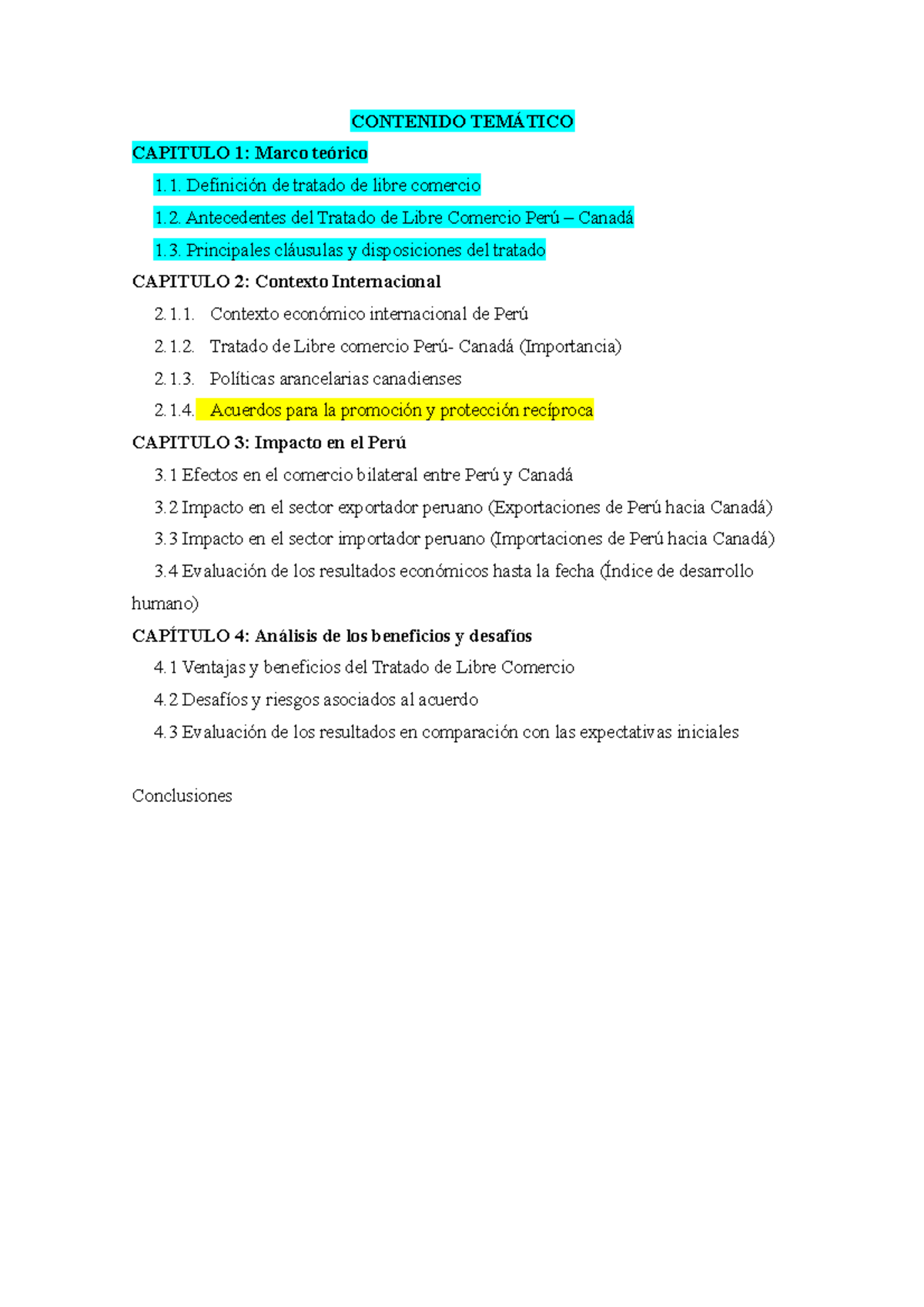 Indicé de TLC Canadá1 esquema del tratado tlc con canda CONTENIDO