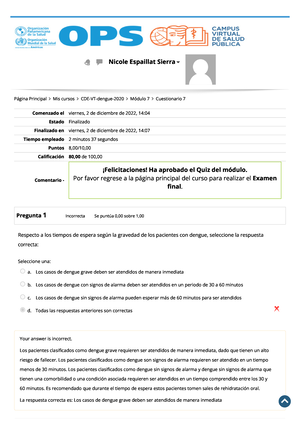 Cuestionario 6 Revisión Del Intento 2 OPS Dengue - Inicio Finalizar ...