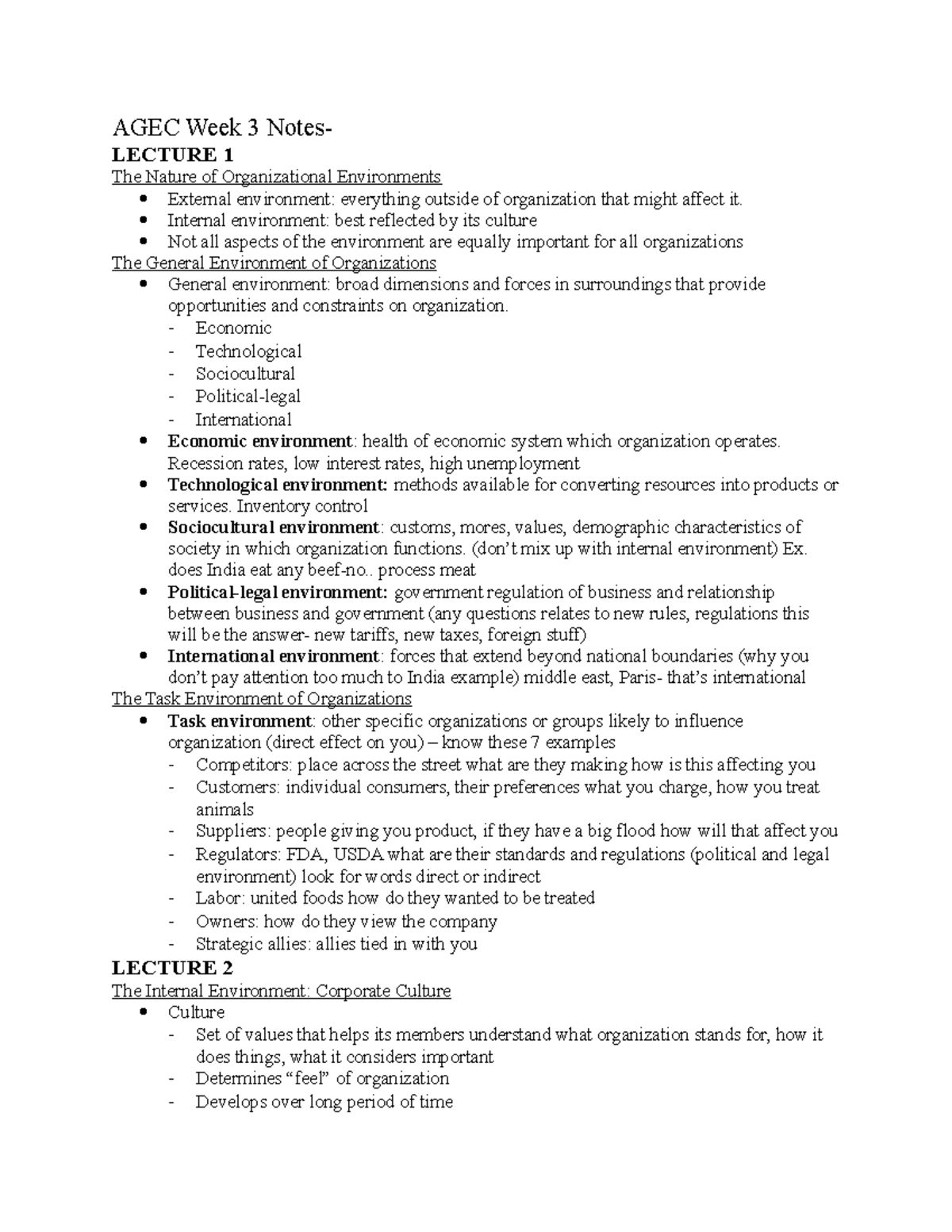 AGEC Week 3 Notes - Chapter 1-4. Allen Duetz was the professor - AGEC ...